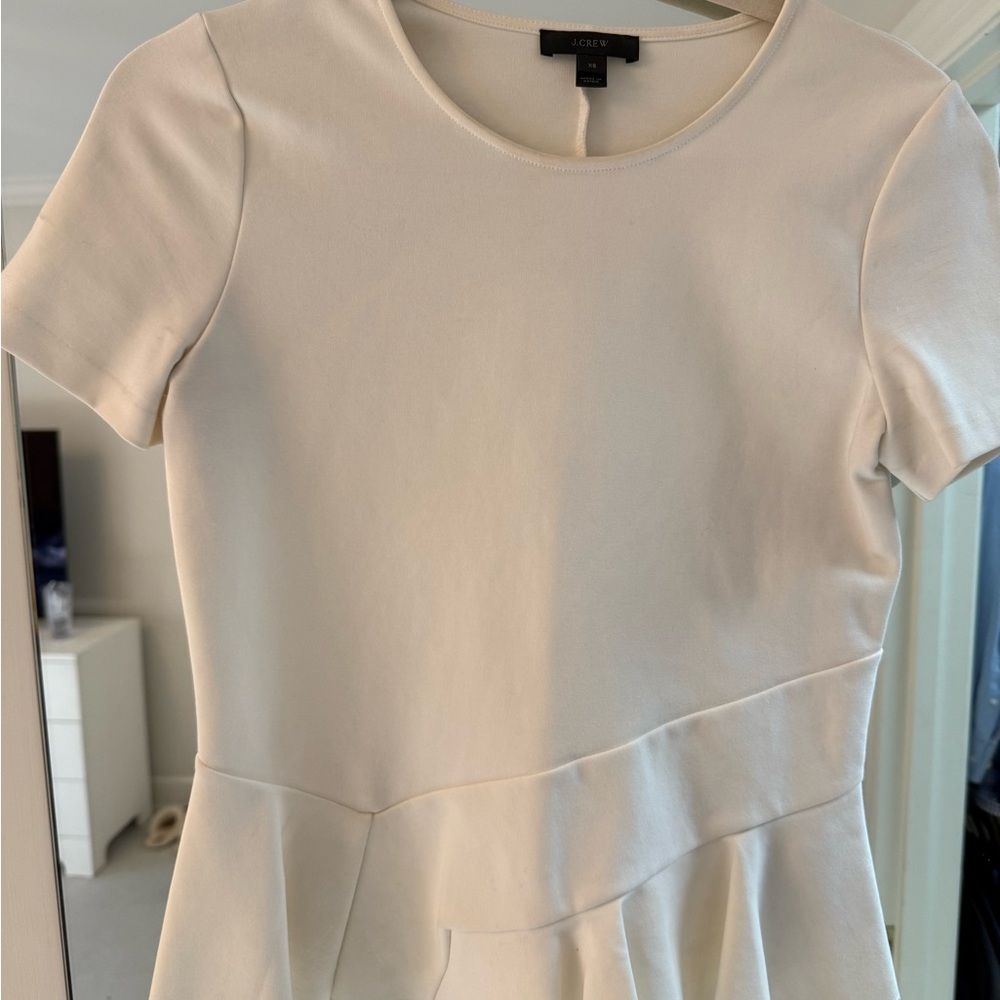 J. Crew Cream Short Sleeve Peplum Top